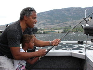 Father and daughter fishing charter on Osoyoos lake BC